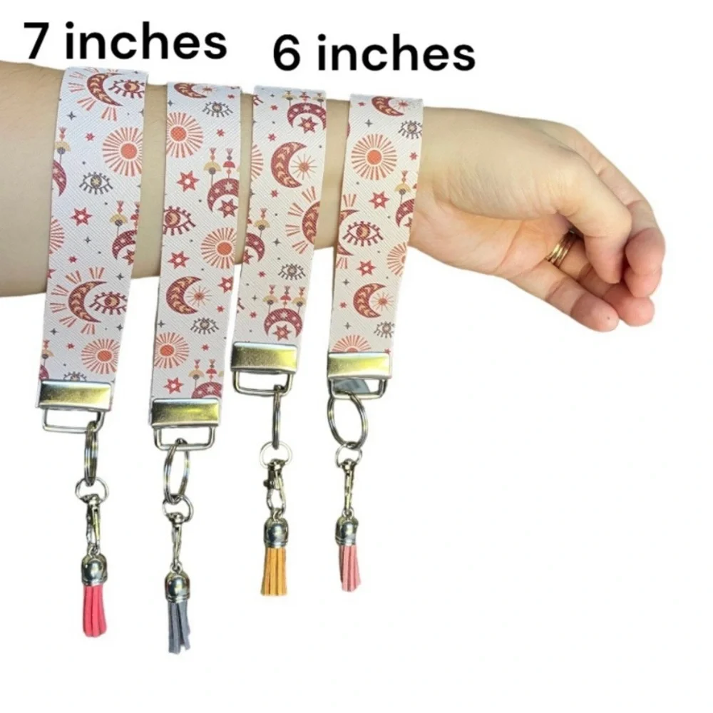 Boho Mystical Printed Faux Leather Keychain (price is for 1) - Picture 3 of 4